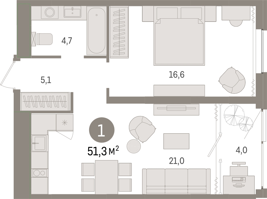1-комнатная квартира в ЖК Котельнические высотки на 8 этаже в 4 секции. Сдача в 1 кв. 2019 г.