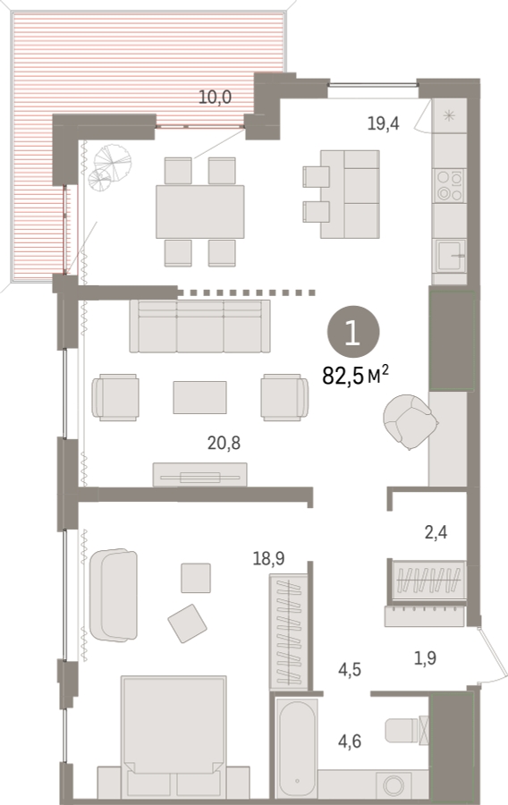 1-комнатная квартира с отделкой в ЖК Новин на 6 этаже в 1 секции. Сдача в 2 кв. 2024 г.