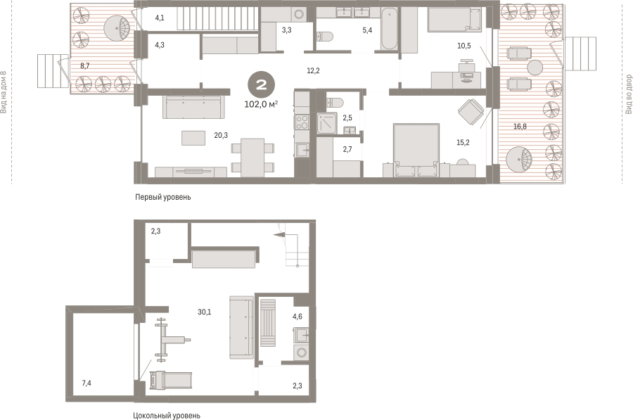 3-комнатная квартира с отделкой в ЖК Новин на 1 этаже в 1 секции. Сдача в 2 кв. 2024 г.