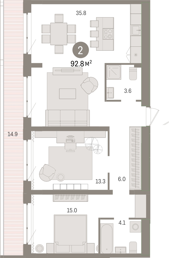 1-комнатная квартира с отделкой в ЖК Новин на 6 этаже в 2 секции. Сдача в 2 кв. 2024 г.