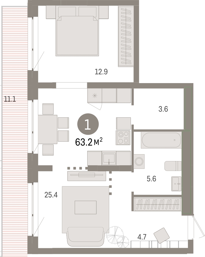 1-комнатная квартира в ЖК Котельнические высотки на 10 этаже в 8 секции. Сдача в 1 кв. 2019 г.
