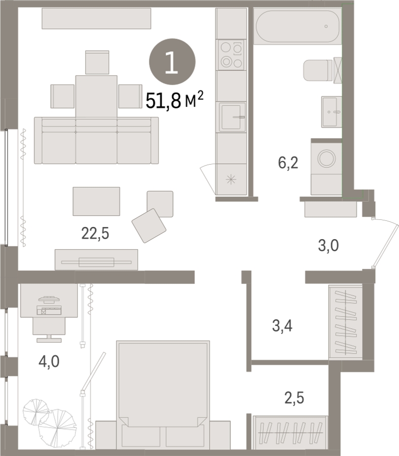 1-комнатная квартира с отделкой в ЖК Европейский квартал на 7 этаже в 3 секции. Сдача в 4 кв. 2025 г.