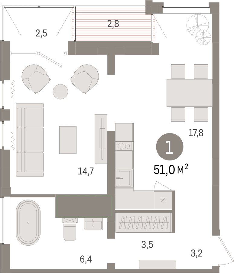 4-комнатная квартира с отделкой в ЖК Новин на 7 этаже в 5 секции. Сдача в 2 кв. 2024 г.