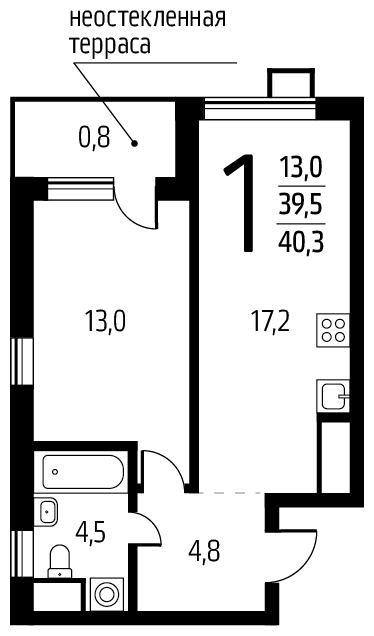 1-комнатная квартира в ЖК Новый Зеленоград на 14 этаже в 1 секции. Сдача в 1 кв. 2023 г.