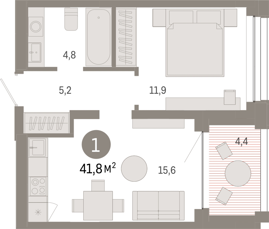 1-комнатная квартира с отделкой в ЖК Европейский квартал на 4 этаже в 2 секции. Сдача в 4 кв. 2025 г.