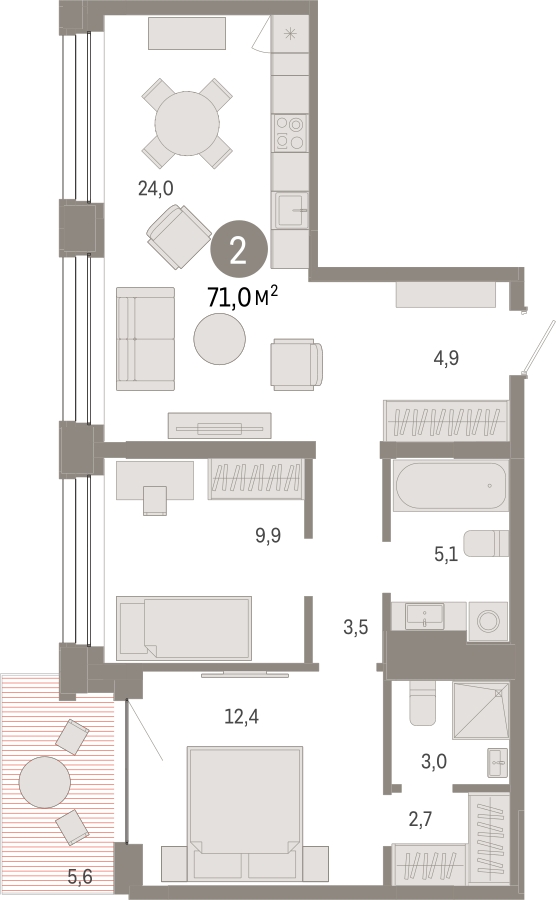 3-комнатная квартира с отделкой в ЖК Европейский квартал на 2 этаже в 5 секции. Сдача в 4 кв. 2025 г.