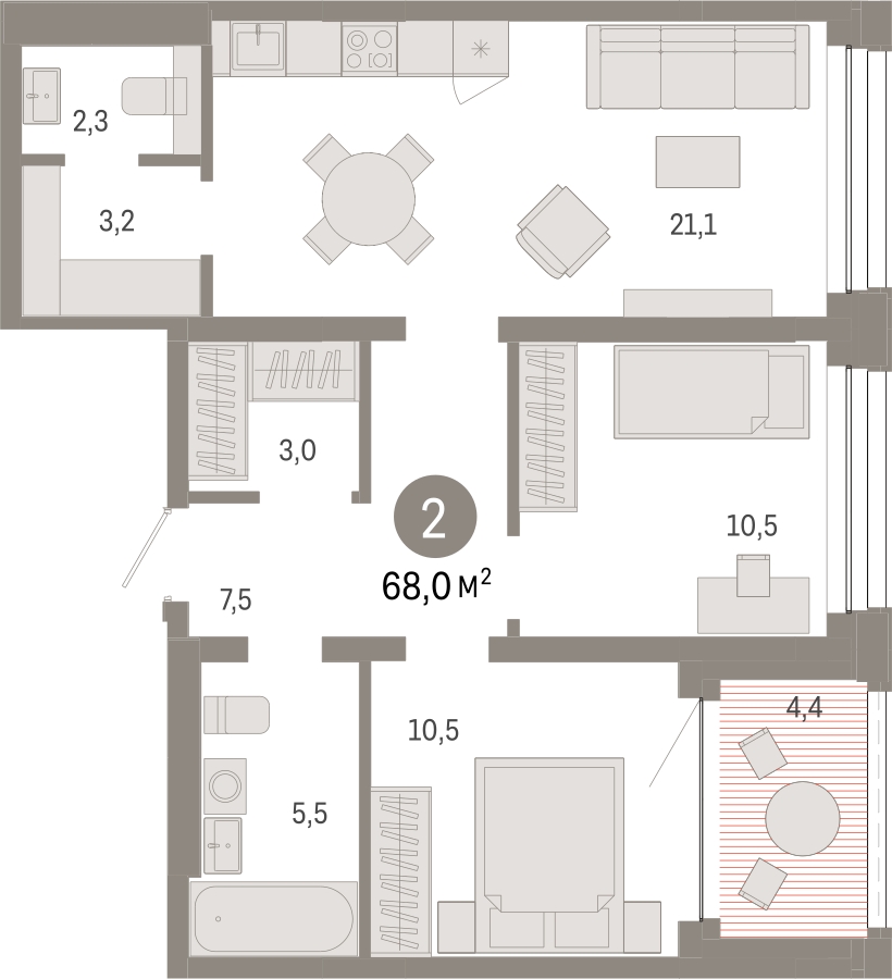 3-комнатная квартира с отделкой в ЖК Европейский квартал на 4 этаже в 3 секции. Сдача в 4 кв. 2025 г.