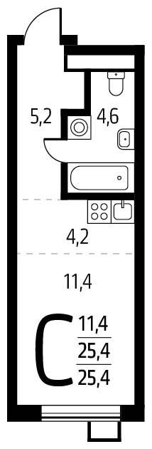 1-комнатная квартира в ЖК Жилой микрорайон Одинбург на 3 этаже в 2 секции. Сдача в 2 кв. 2025 г.