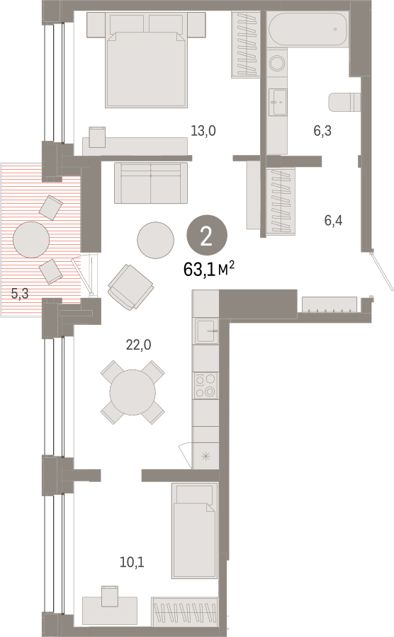 1-комнатная квартира с отделкой в ЖК Европейский квартал на 5 этаже в 2 секции. Сдача в 4 кв. 2025 г.
