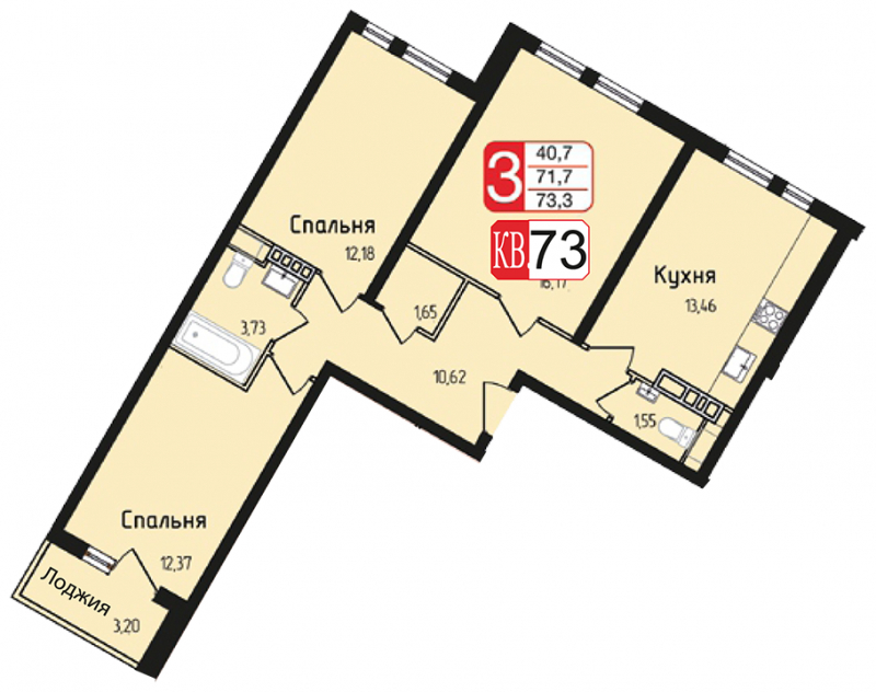 2-комнатная квартира с отделкой в ЖК Европейский квартал на 7 этаже в 2 секции. Сдача в 4 кв. 2025 г.