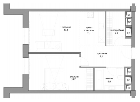 2-комнатная квартира с отделкой в ЖК Европейский квартал на 7 этаже в 3 секции. Сдача в 4 кв. 2025 г.