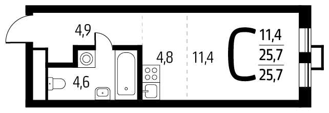 1-комнатная квартира в ЖК Новый Зеленоград на 7 этаже в 1 секции. Сдача в 1 кв. 2023 г.