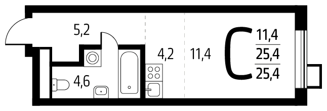 1-комнатная квартира с отделкой в ЖК Новые Ватутинки. Центральный на 6 этаже в 7 секции. Сдача в 1 кв. 2024 г.