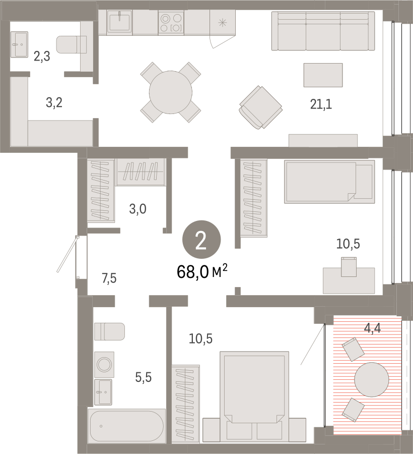 3-комнатная квартира с отделкой в ЖК Green Park на 10 этаже в 4 секции. Сдача в 1 кв. 2024 г.