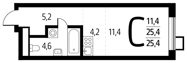 1-комнатная квартира с отделкой в ЖК Новые Ватутинки. Центральный на 3 этаже в 7 секции. Сдача в 1 кв. 2024 г.