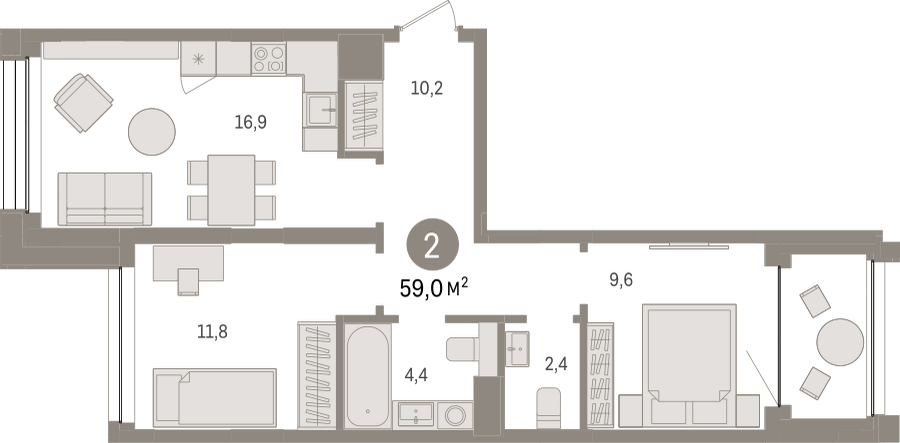 3-комнатная квартира с отделкой в ЖК Green Park на 14 этаже в 4 секции. Сдача в 1 кв. 2024 г.