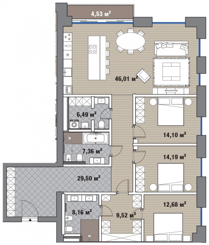 3-комнатная квартира с отделкой в ЖК Бутово Парк 2 на 11 этаже в 1 секции. Сдача в 2 кв. 2024 г.
