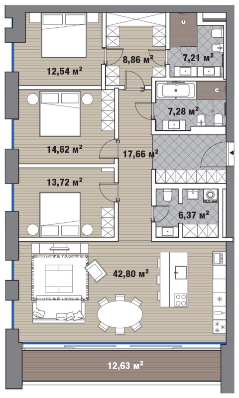 1-комнатная квартира с отделкой в ЖК Кленовые Аллеи на 12 этаже в 1 секции. Сдача в 2 кв. 2022 г.