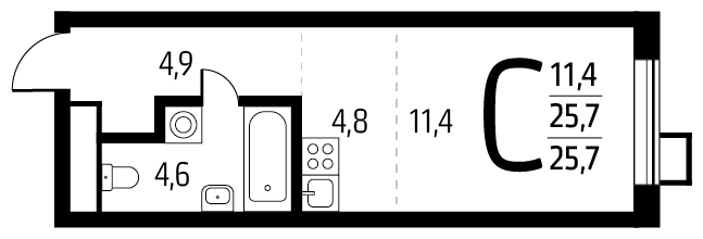 1-комнатная квартира с отделкой в ЖК Новые Ватутинки. Центральный на 1 этаже в 6 секции. Сдача в 1 кв. 2024 г.