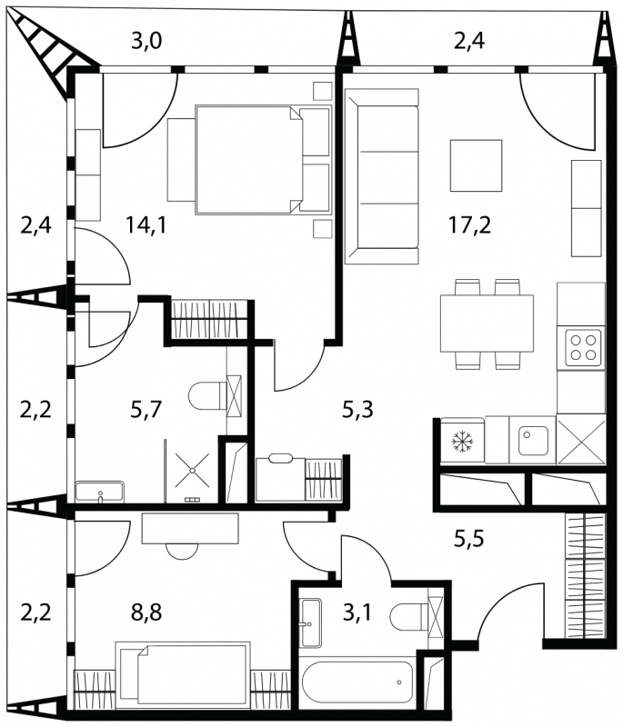2-комнатная квартира с отделкой в ЖК Шолохово на 4 этаже в 2 секции. Дом сдан.