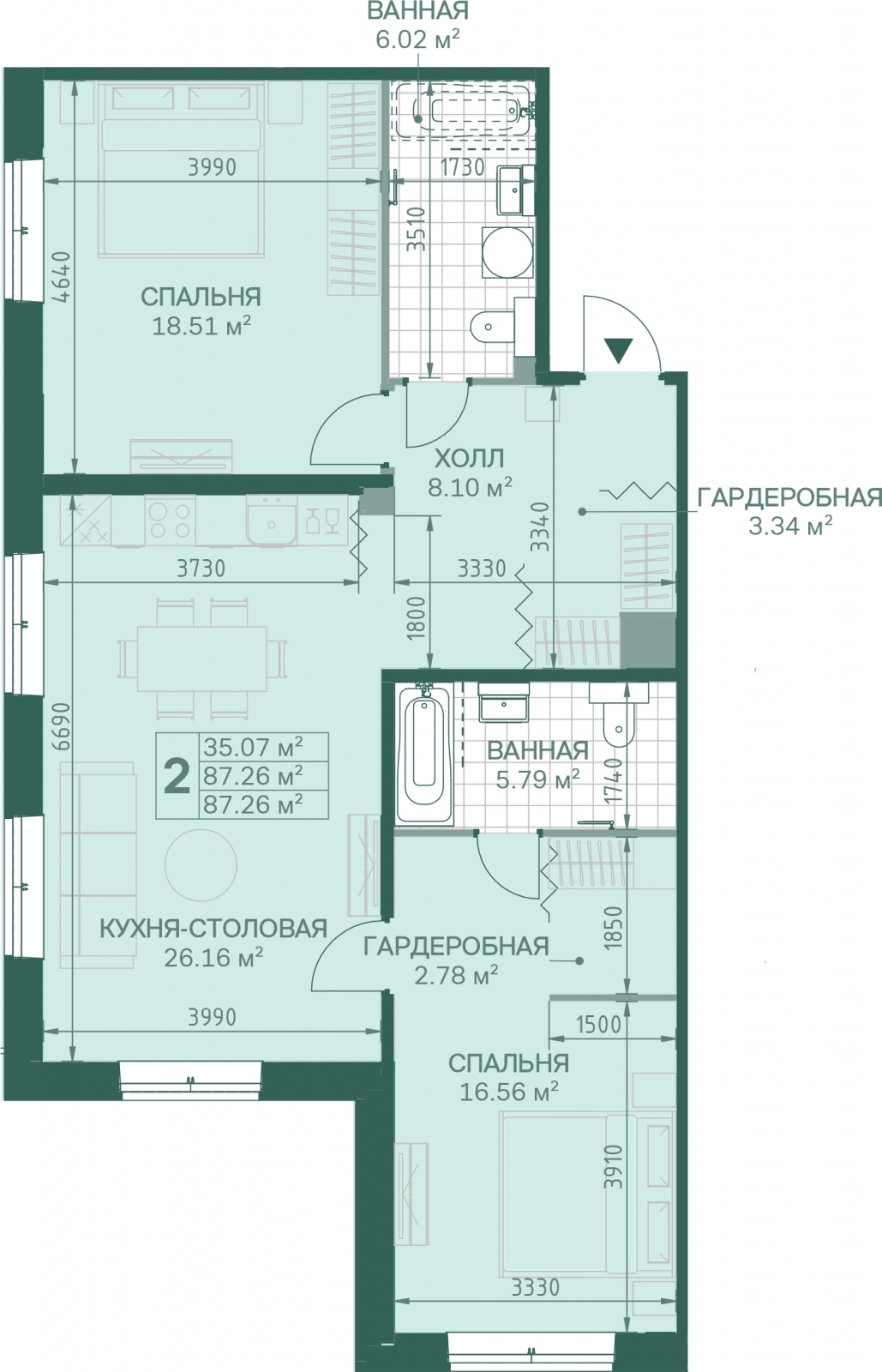 2-комнатная квартира с отделкой в ЖК Шолохово на 2 этаже в 3 секции. Дом сдан.