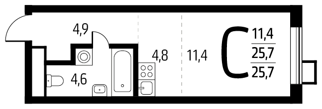 1-комнатная квартира с отделкой в ЖК Новые Ватутинки. Центральный на 6 этаже в 1 секции. Сдача в 1 кв. 2024 г.