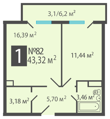 3-комнатная квартира с отделкой в ЖК Green Park на 5 этаже в 8 секции. Сдача в 1 кв. 2024 г.