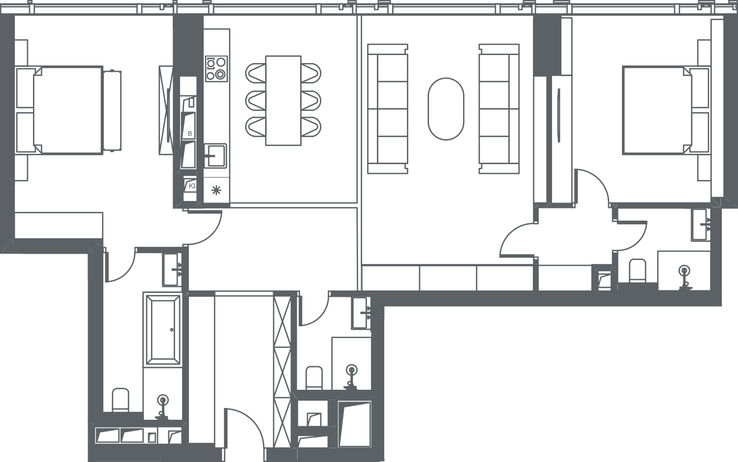4-комнатная квартира с отделкой в ЖК Green Park на 8 этаже в 8 секции. Сдача в 1 кв. 2024 г.