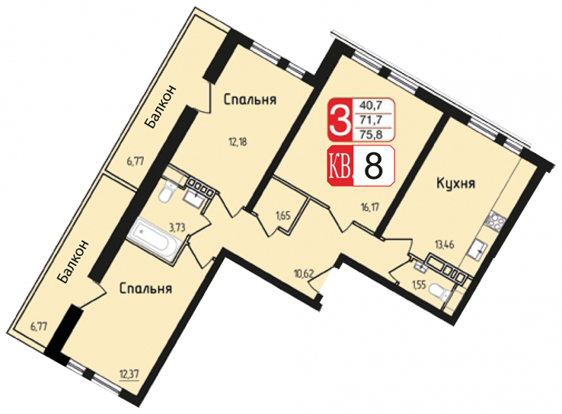 1-комнатная квартира (Студия) с отделкой в ЖК Петровский Квартал на 1 этаже в 1 секции. Дом сдан.