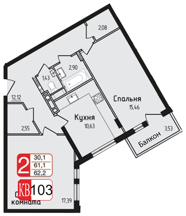 2-комнатная квартира в ЖК Петровский Квартал на 2 этаже в 2 секции. Дом сдан.