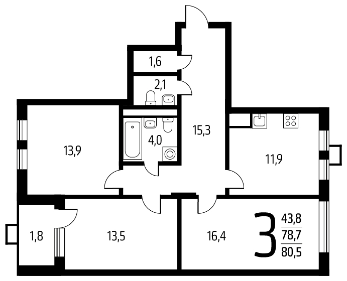 1-комнатная квартира с отделкой в ЖК Новые Ватутинки. Центральный на 7 этаже в 6 секции. Сдача в 1 кв. 2024 г.