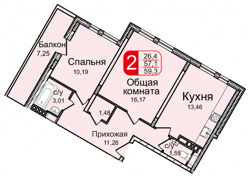 1-комнатная квартира в ЖК Петровский Квартал на 2 этаже в 1 секции. Дом сдан.