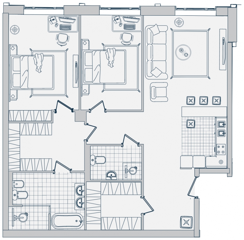 4-комнатная квартира с отделкой в ЖК Вишневый сад на 9 этаже в 1 секции. Сдача в 3 кв. 2021 г.