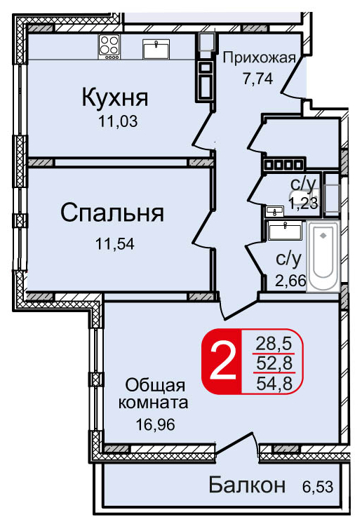 1-комнатная квартира в ЖК Остров Эрин на 2 этаже в 6 секции. Сдача в 2 кв. 2019 г.