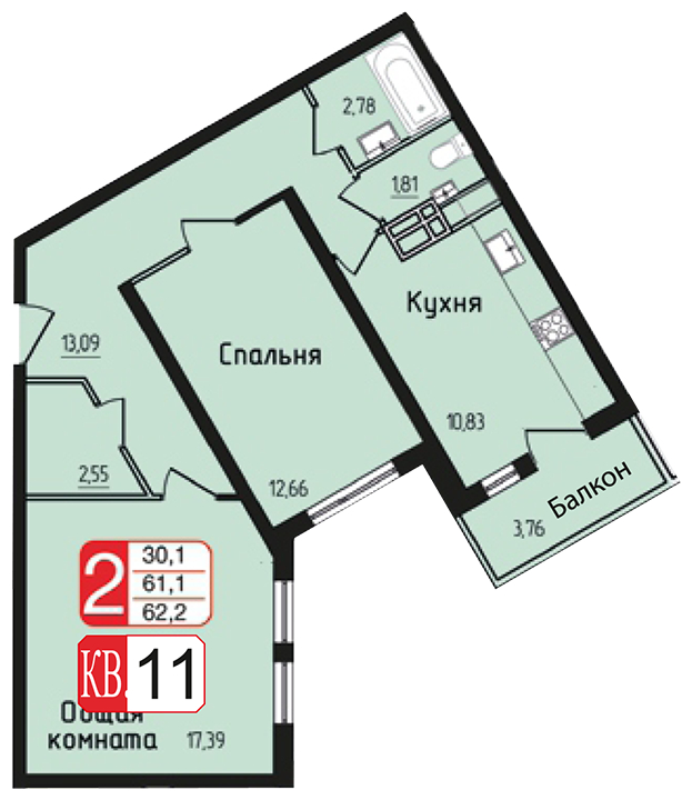 2-комнатная квартира с отделкой в ЖК Звезды Арбата на 6 этаже в 2 секции. Дом сдан.