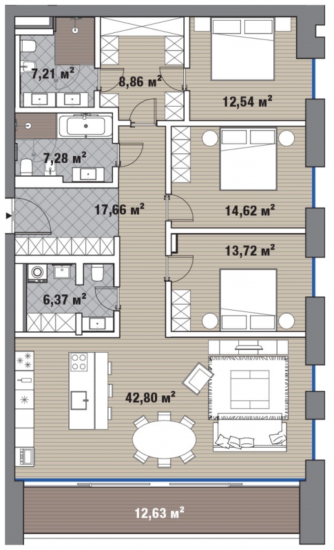 2-комнатная квартира с отделкой в ЖК Аркада Арт на 10 этаже в 1 секции. Сдача в 1 кв. 2019 г.