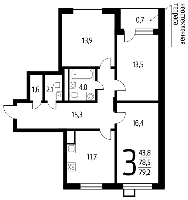 2-комнатная квартира с отделкой в МФК Маршал на 7 этаже в 1 секции. Дом сдан.