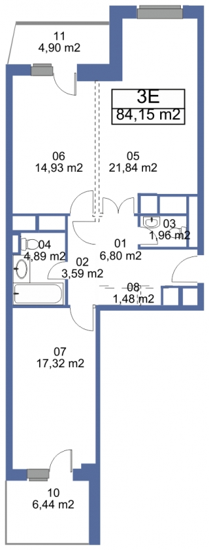 2-комнатная квартира в ЖК Новое Бутово на 11 этаже в Д секции. Сдача в 3 кв. 2020 г.