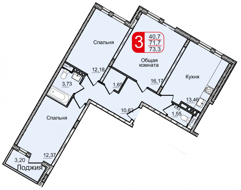 2-комнатная квартира с отделкой в ЖК Люберцы на 16 этаже в 2 секции. Сдача в 1 кв. 2023 г.